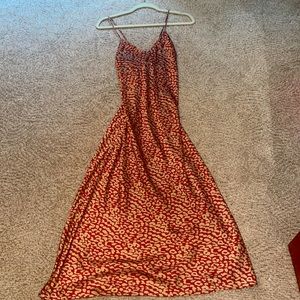 Silk animal print, cross back midi dress